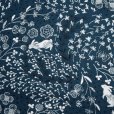 画像16: 綿麻キャンバス生地 草原の野ウサギ 花柄
